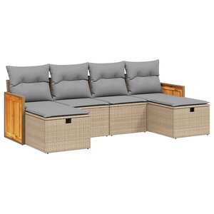 vidaXL Salon de jardin avec coussins 6Pièces mélange beige résine tressée