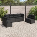 vidaXL Salon de jardin 8 Pièces avec coussins noir résine tressée