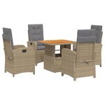 vidaXL Ensemble à manger de jardin avec coussins 5Pièces Beige poly rotin