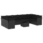 vidaXL Salon de jardin 11 Pièces avec coussins noir résine tressée