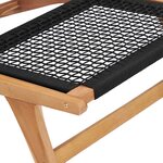 vidaXL Chaise longue avec repose-pied Bois de teck solide et corde