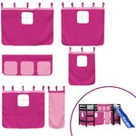 vidaXL Lit mezzanine enfants et rideaux rose 80x200cm bois pin massif