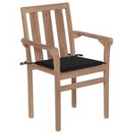 vidaXL Chaises de jardin 2 Pièces avec coussins noir Bois de teck massif