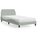 vidaXL Lit avec matelas gris clair 100x200 cm velours