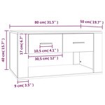 vidaXL Table basse Chêne fumé 80x50x40 cm Bois d'ingénierie