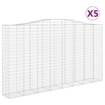 vidaXL Paniers à gabions arqués 5 Pièces 400x50x220/240 cm Fer galvanisé