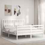 vidaXL Cadre de lit avec tête de lit blanc King Size bois massif