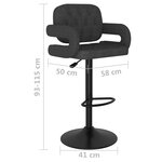 vidaXL Tabourets de bar lot de 2 gris foncé tissu