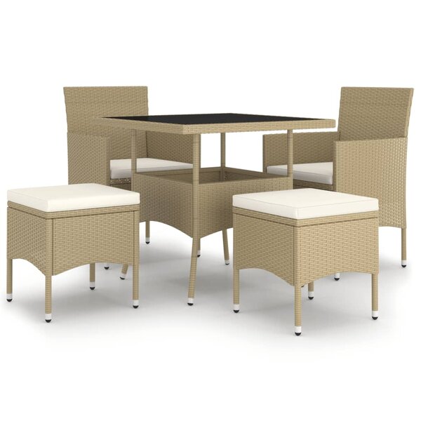 vidaXL Ensemble à manger de jardin 5 Pièces Résine tressée Beige