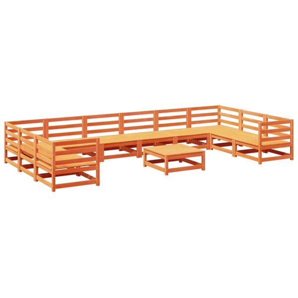 vidaXL Salon de jardin 11 Pièces marron cire bois de pin massif