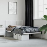 vidaXL Cadre de lit métal avec tête de lit blanc 100x190 cm