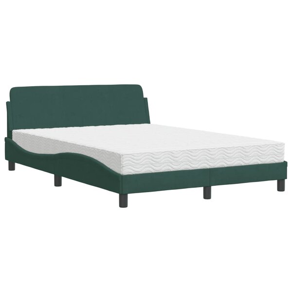 vidaXL Lit avec matelas vert foncé 140x190 cm velours