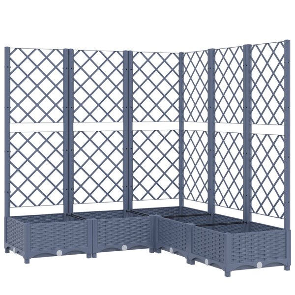 vidaXL Jardinière avec treillis Gris foncé 120x120x121 5 cm PP