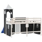 vidaXL Lit mezzanine enfants avec tour blanc/noir 80x200cm pin massif