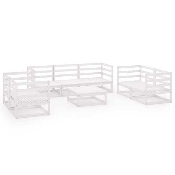 vidaXL Salon de jardin 8 Pièces Blanc Bois de pin massif