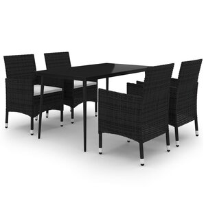 vidaXL Ensemble à manger de jardin coussins 5 Pièces Résine tressée Verre