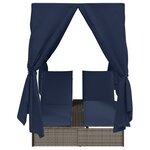 vidaXL Double Lit de Détente Set de 2 Gris et Bleu Marine Rattan Grand
