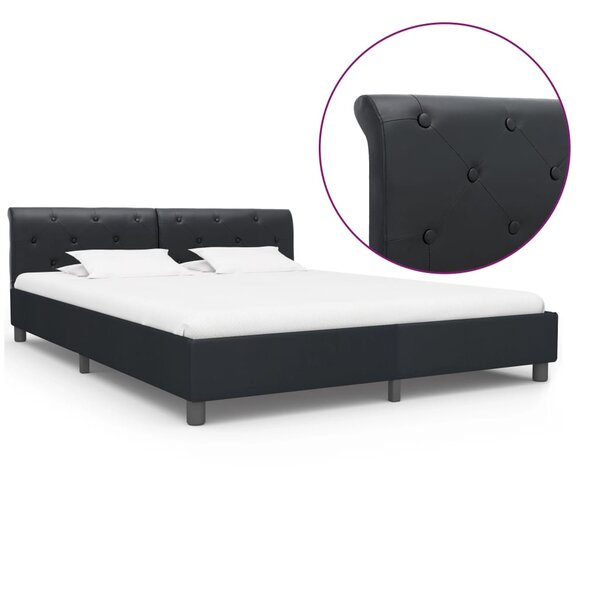 vidaXL Cadre de lit Noir Similicuir 160 x 200 cm