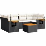 vidaXL Salon de jardin 7 Pièces avec coussins noir résine tressée