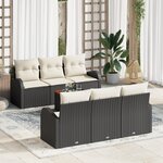 vidaXL Ensemble de 7 Pièces de Canapés de Jardin avec Coussins Noir Poly Rotin Acacia