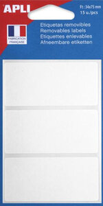 Pochette 15 Étiquettes Blc Enl 75X34