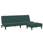 vidaXL Canapé-lit à 2 places avec repose-pied vert foncé velours