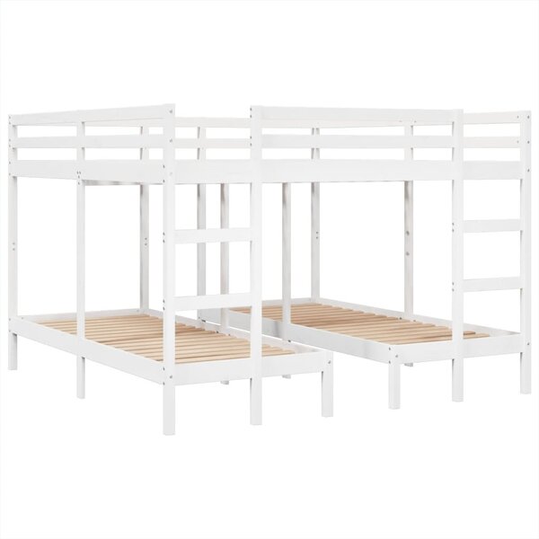vidaXL Lit superposé triple blanc 140x200/70x140 cm bois de pin massif