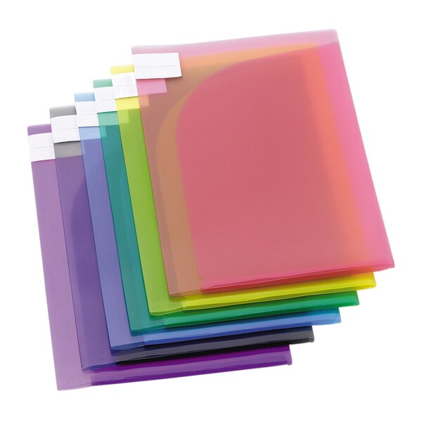 Chemise coin plastique double poches tarifold color collection polypropylène 20/100e a4 assorties - paquet de 12