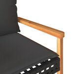 vidaXL Salon de jardin 4 Pièces avec coussins Noir Résine tressée