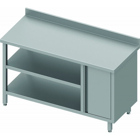 Table inox adossée avec porte droite & 2 etagères - profondeur 600 - stalgast -  - acier inoxydable1900x600 x600xmm