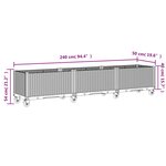 vidaXL Jardinière à roulettes gris 240x50x54 cm PP