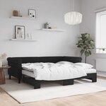 vidaXL Lit de jour avec gigogne et matelas noir 90x190 cm velours