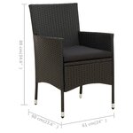 vidaXL Ensemble à manger d'extérieur 9Pièces coussins résine tressée noir
