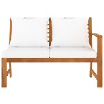 vidaXL Banc de jardin 114 5 cm avec coussin crème Bois solide d'acacia