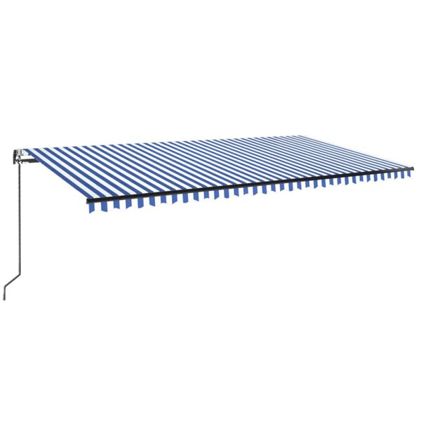 vidaXL Auvent automatique capteur de vent LED 600x350 cm Bleu et blanc