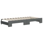 vidaXL Lit de jour avec gigogne et tiroirs gris foncé 100x200 cm tissu
