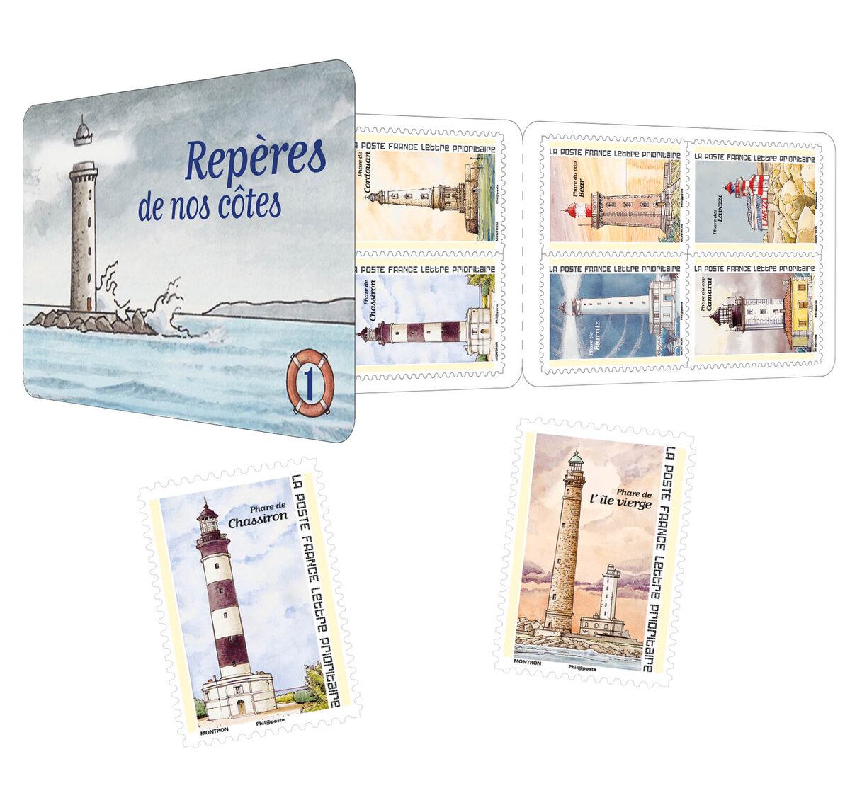 Exceptionnel, mise en vente d'un carnet de 12 timbres-poste représentant  des phares célèbres 