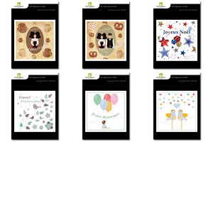 Lot de 6 cartes - voeux 1 - dessins marion muller