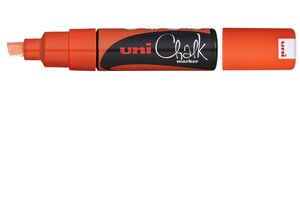 Marqueur craie Pointe biseautée large CHALK Marker PWE8K 8mm Orange Fluo x 6 UNI-BALL