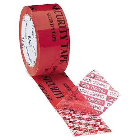 Adhésif rouge haute sécurité imprimé security tape raja 50 mm x 50 m (lot de 3)