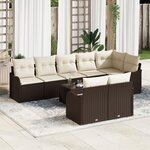 Set de canapé de jardin 8 pièces avec coussins gris en poly rotin