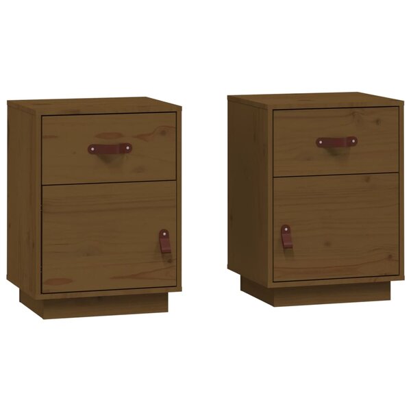 vidaXL Tables de chevet 2Pièces Marron miel 40x34x55cm Bois de pin massif