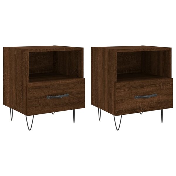 vidaXL Tables de chevet 2 Pièces chêne marron 40x35x47 5 cm
