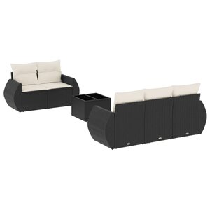vidaXL Salon de jardin 6 Pièces avec coussins noir résine tressée