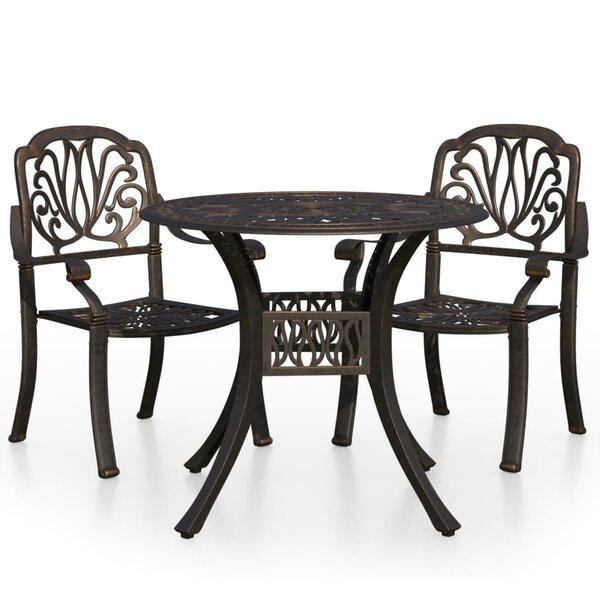vidaXL Ensemble de bistro 3 Pièces Aluminium coulé Bronze