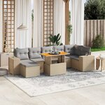 vidaXL Salon de jardin avec coussins 8 Pièces beige résine tressée