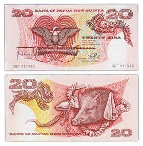 Billet de collection 20 kina 1989-2001 papouasie nouvelle guinée - neuf - p10c