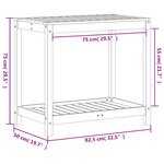 vidaXL Table de rempotage et étagère 82 5x50x75 cm bois massif douglas
