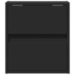 vidaXL Tables de chevet murales avec lumières LED 2 Pièces noir
