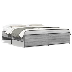 vidaXL Cadre de lit sonoma gris 180x200 cm bois d'ingénierie et métal